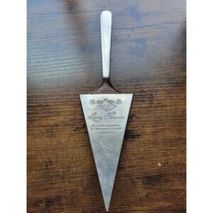 Vintage Stainless Steel Wedding Cake Server - "Love Forever" - I John 4:7